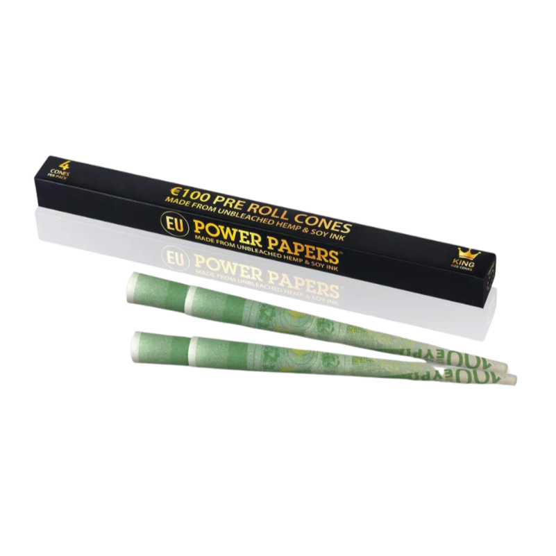 Power Papers 100 EURO - King Size Cones - Prerolled Joints - Box - 24 x 4 Stück