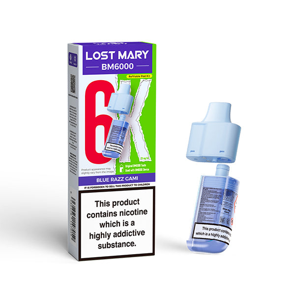 Lost Mary BM6000 nachfüllbarer Pod Blue Razz Gami