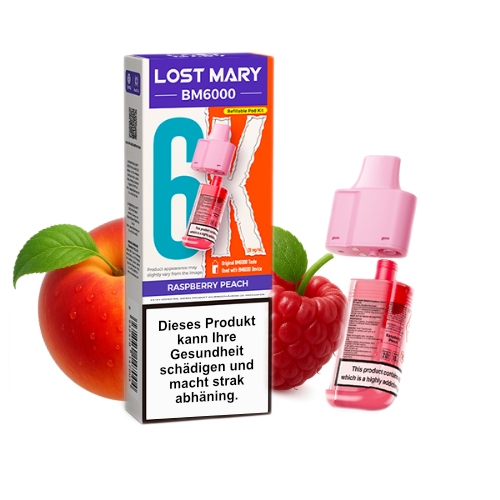 Lost Mary BM6000 nachfüllbarer Pod Rasbperry Peach