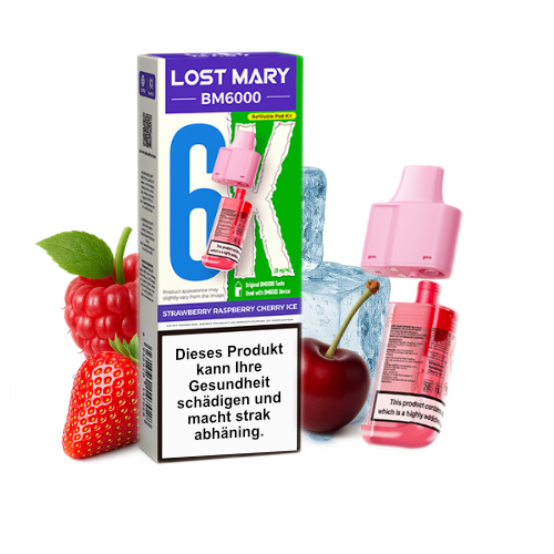 Lost Mary BM6000 nachfüllbarer Pod Strawberry Raspberry Cherry Ice