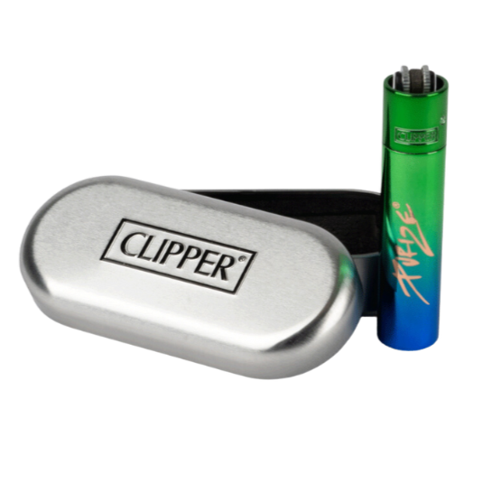 24 x PURIZE® Clipper® Metal (graviert) Green Blue Shiny