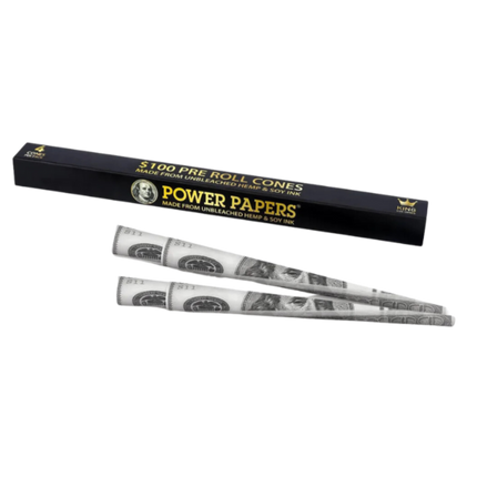 Power Papers 100 DOLLAR - King Size Cones - Prerolled Joints - Box - 24 x 4 Stück