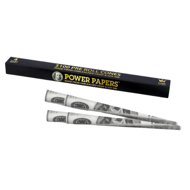 Power Papers 100 DOLLAR - King Size Cones - Prerolled Joints - Box - 24 x 4 Stück
